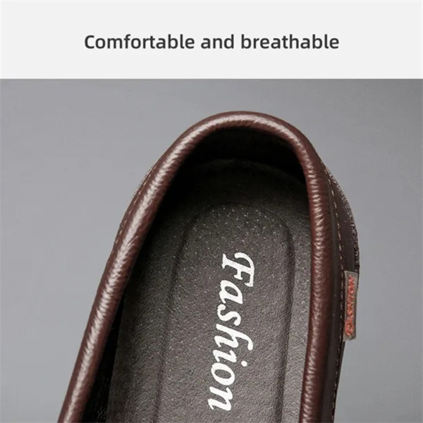 Genuine leather comfortable and casual slip-on loafers