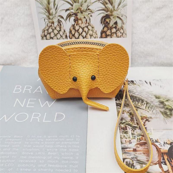 New genuine leather coin purse, key pouch, creative card holder, elephant bag