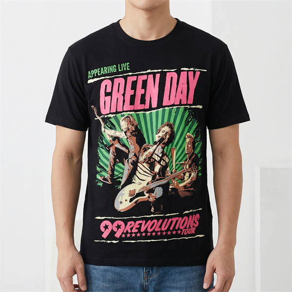 American retro rock band print short-sleeved shirt