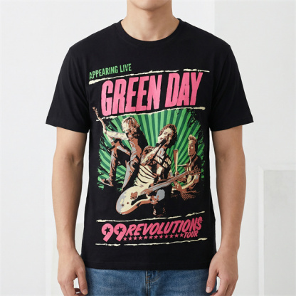 American retro rock band print short-sleeved shirt