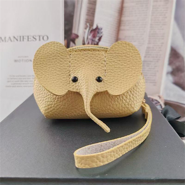 New genuine leather coin purse, key pouch, creative card holder, elephant bag