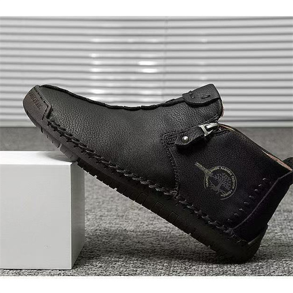 Men's Martin boots autumn and winter new large size zipper men's boots outdoor leisure hand-sewn work boots