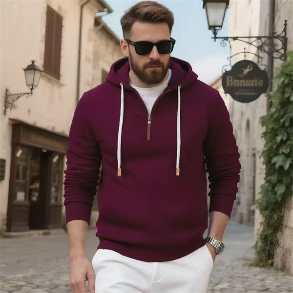 Heavyweight plus velvet unisex couple's loose hooded zipper commuter tank casual sweatshirt