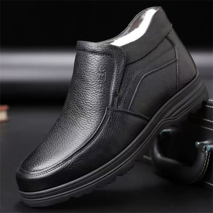 Men's top-grain cowhide waterproof fleece-lined ankle boots