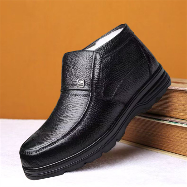 Men's top-grain cowhide waterproof fleece-lined ankle boots