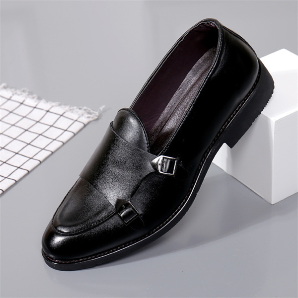 Retro art style slip-on shoes for men fashion show business pointed toe men's leather shoes