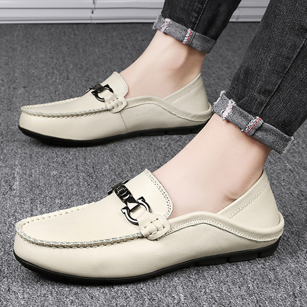 Men's genuine leather loafers fashionable and versatile cowhide shoes for business casual shoes breathable soft surface and soft sole trendy shoes