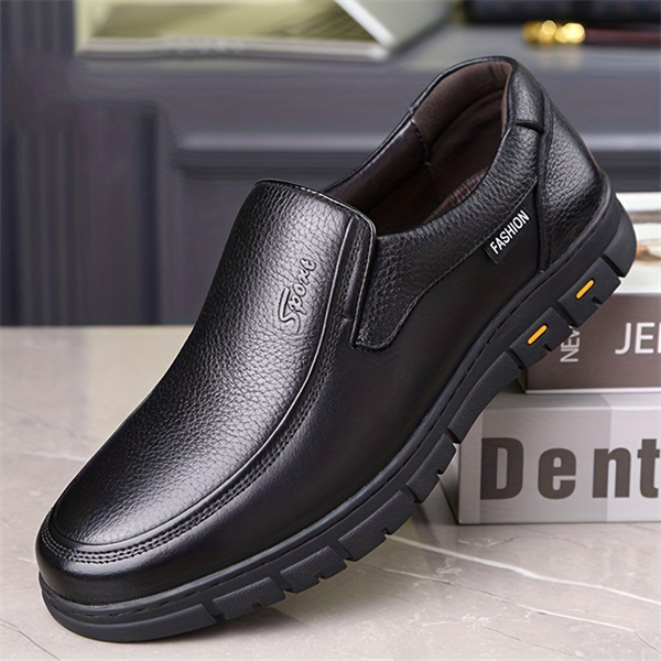 shein men's leather shoes genuine leather breathable business casual men's soft bottom non-slip leather shoes