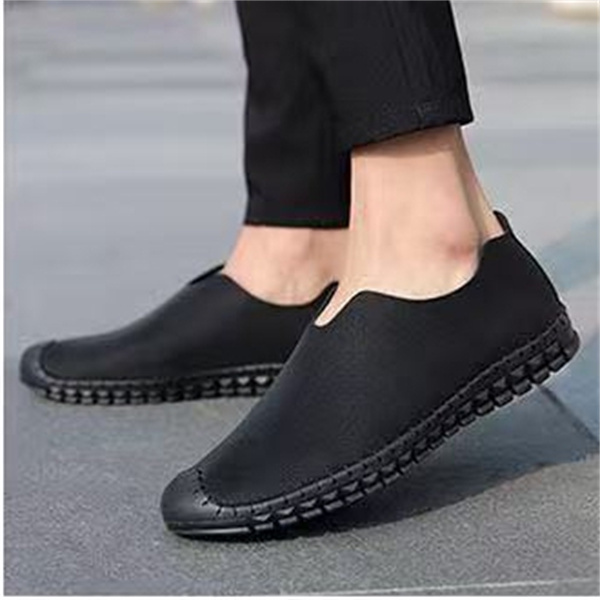 New men's casual leather shoes lazy slip-on soft sole punching driving loafers