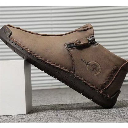 Men's Martin boots autumn and winter new large size zipper men's boots outdoor leisure hand-sewn work boots