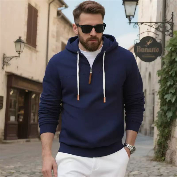 Heavyweight plus velvet unisex couple's loose hooded zipper commuter tank casual sweatshirt