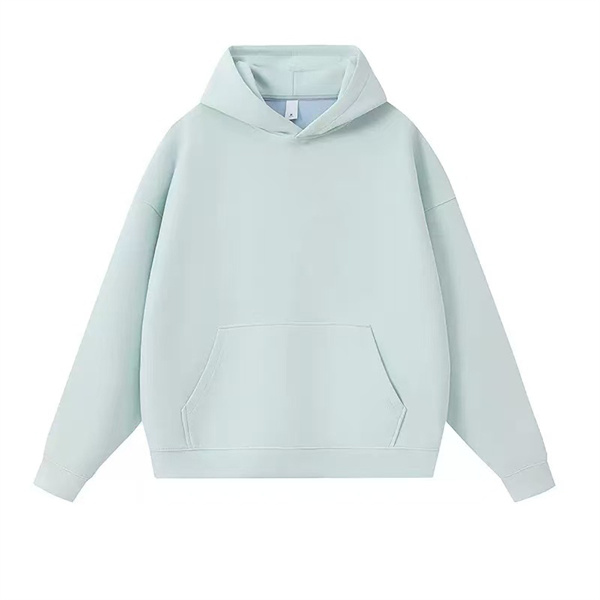 Liquid cotton solid color dropped shoulder loose pullover hooded sweatshirt