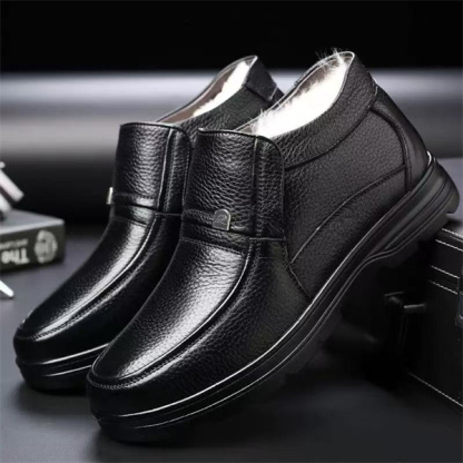 Men's top-grain cowhide waterproof fleece-lined ankle boots