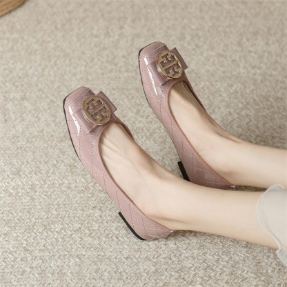 New square toe shoes comfortable soft sole soft leather shallow slip-on