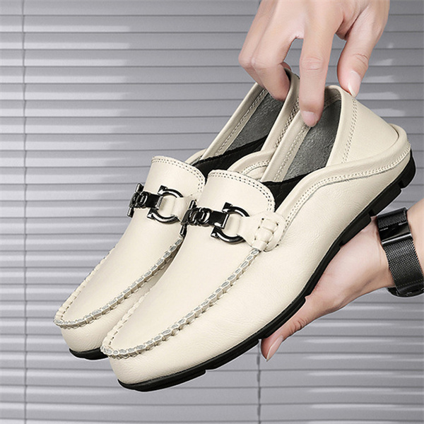 Men's genuine leather loafers fashionable and versatile cowhide shoes for business casual shoes breathable soft surface and soft sole trendy shoes