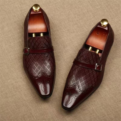 New men's business leather shoes buckle square toe slip-on leather shoes