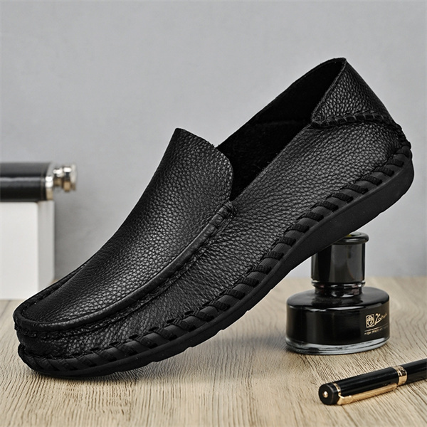 Summer breathable perforated casual leather shoes for men genuine leat