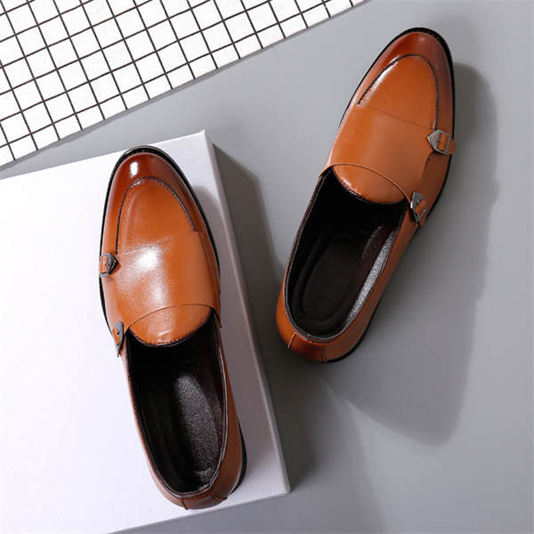 Retro art style slip-on shoes for men fashion show business pointed toe men's leather shoes