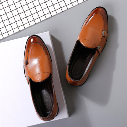 Retro art style slip-on shoes for men fashion show business pointed toe men's leather shoes