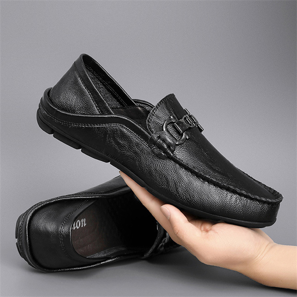 Men's genuine leather loafers fashionable and versatile cowhide shoes for business casual shoes breathable soft surface and soft sole trendy shoes