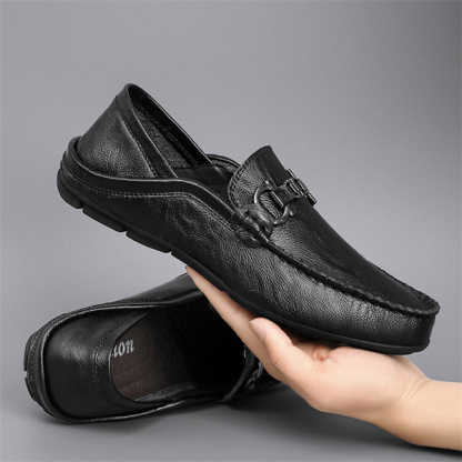 Men's genuine leather loafers fashionable and versatile cowhide shoes for business casual shoes breathable soft surface and soft sole trendy shoes