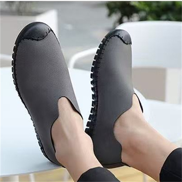 New men's casual leather shoes lazy slip-on soft sole punching driving loafers