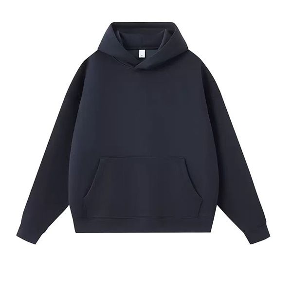 Liquid cotton solid color dropped shoulder loose pullover hooded sweatshirt