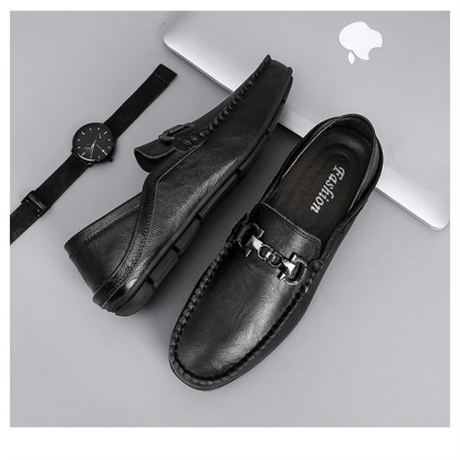 Men's genuine leather loafers fashionable and versatile cowhide shoes for business casual shoes breathable soft surface and soft sole trendy shoes