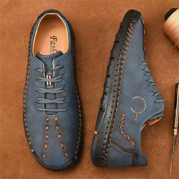 Spring new men's casual shoes fashion lace-up large size handmade leat
