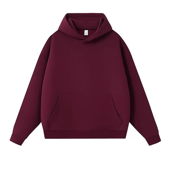 Liquid cotton solid color dropped shoulder loose pullover hooded sweatshirt