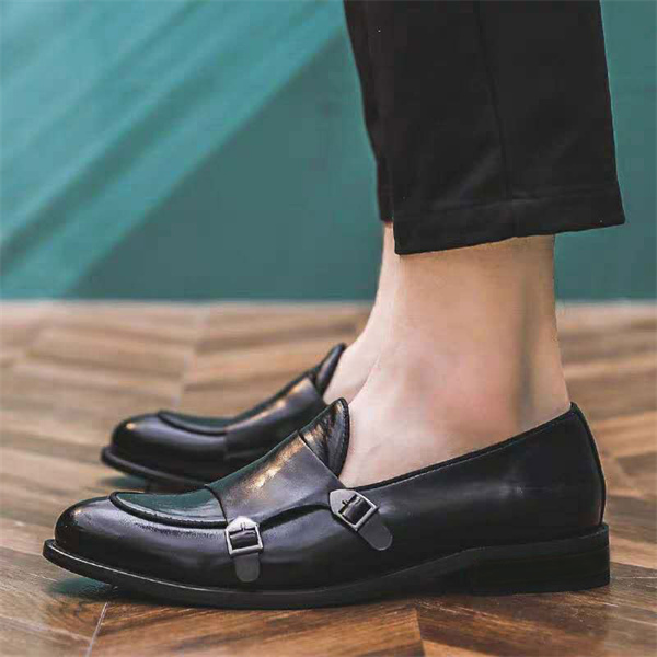 Retro art style slip-on shoes for men fashion show business pointed toe men's leather shoes