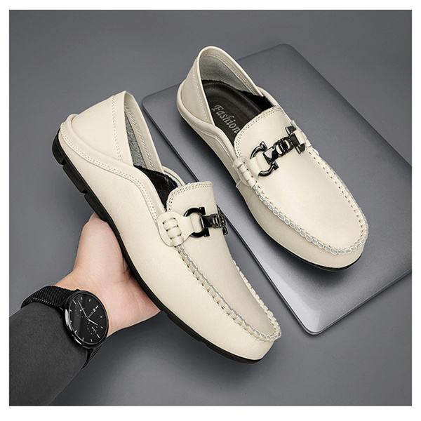 Men's genuine leather loafers fashionable and versatile cowhide shoes for business casual shoes breathable soft surface and soft sole trendy shoes