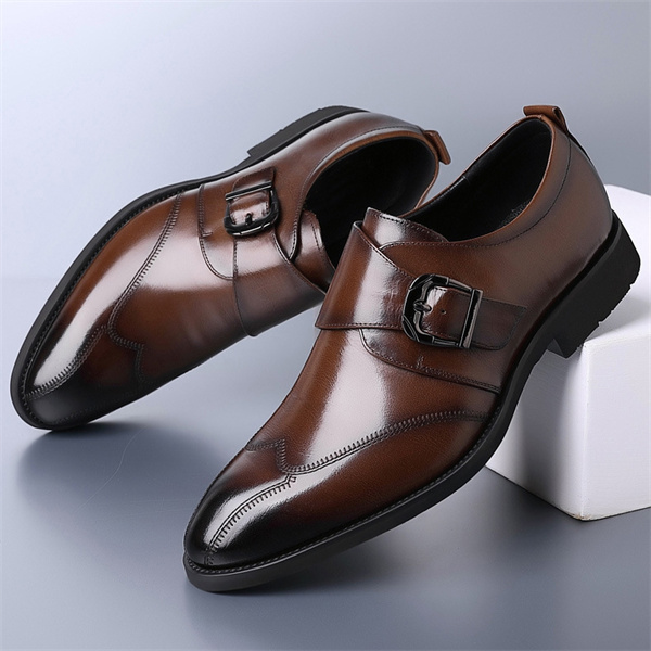Meierdeng 5508 cross-border slip-on casual leather shoes for men Buckl