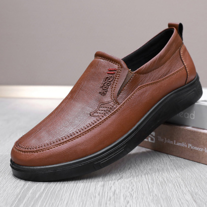 Men's Genuine Leather Soft Insole Casual Comfort Leather Slip-On Loafers