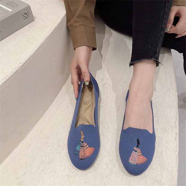 New single shoes for women, round toe flat shoes, flying woven princes