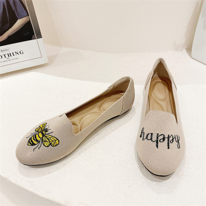 New single shoes for women, round toe flat shoes, flying woven princess shoes, large size women's shoes