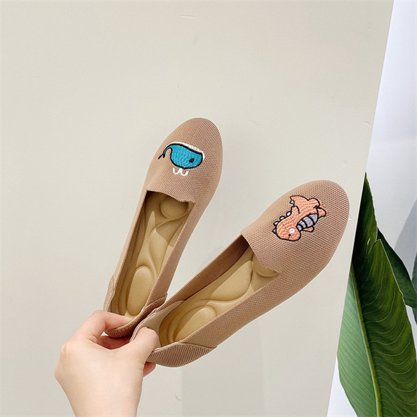 New single shoes for women, round toe flat shoes, flying woven princess shoes, large size women's shoes