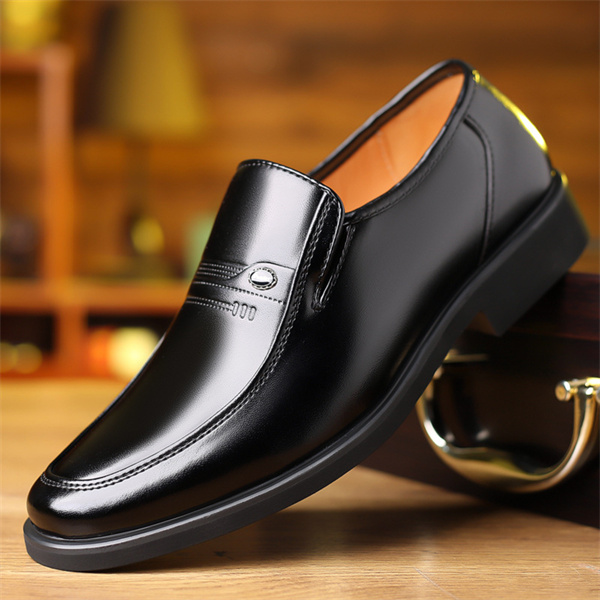 Men's leather shoes with height-enhancing inner business formal shoes for dads