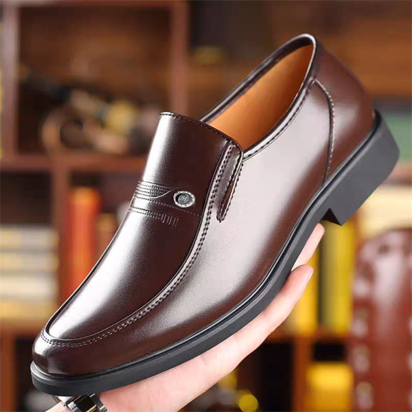 Men's leather shoes with height-enhancing inner business formal shoes for dads