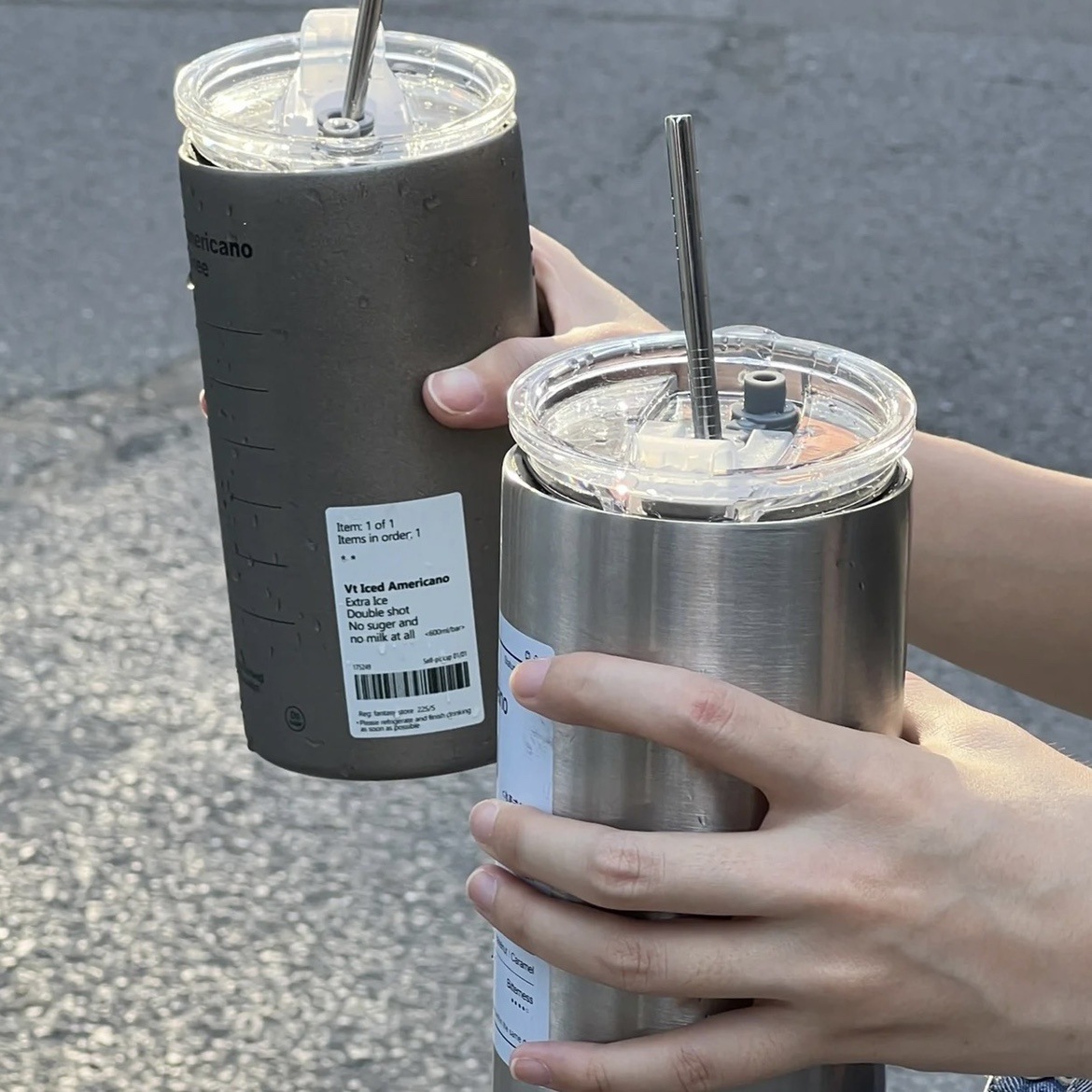 Fashion Stainless Steel Coffee Cup Simple Portable Straw Cup Insulated Cup