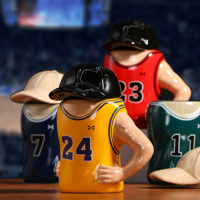 450ML Cartoon Ceramic Cup Basketball Player Baseball Cap Jersey Molding Cup Creative Boy's Gift Coffee Mug Human Coffee Cup