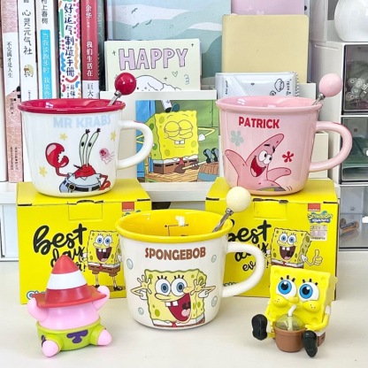 Cartoon Anime Character Ceramic Cup Kawaii Cheese Crab Shape Ceramic Cup Birthday Gift Quilt Coffee Cup with Spoon and Gift Box