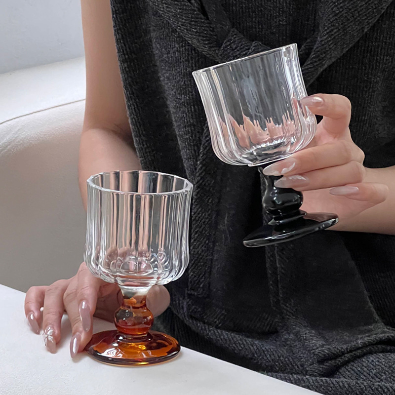 Ins-style Vintage Glass Goblets Fruit Wine Glasses Red Wine Glasses High-end Cocktail Beer Glasses Champagne Wine Glasses