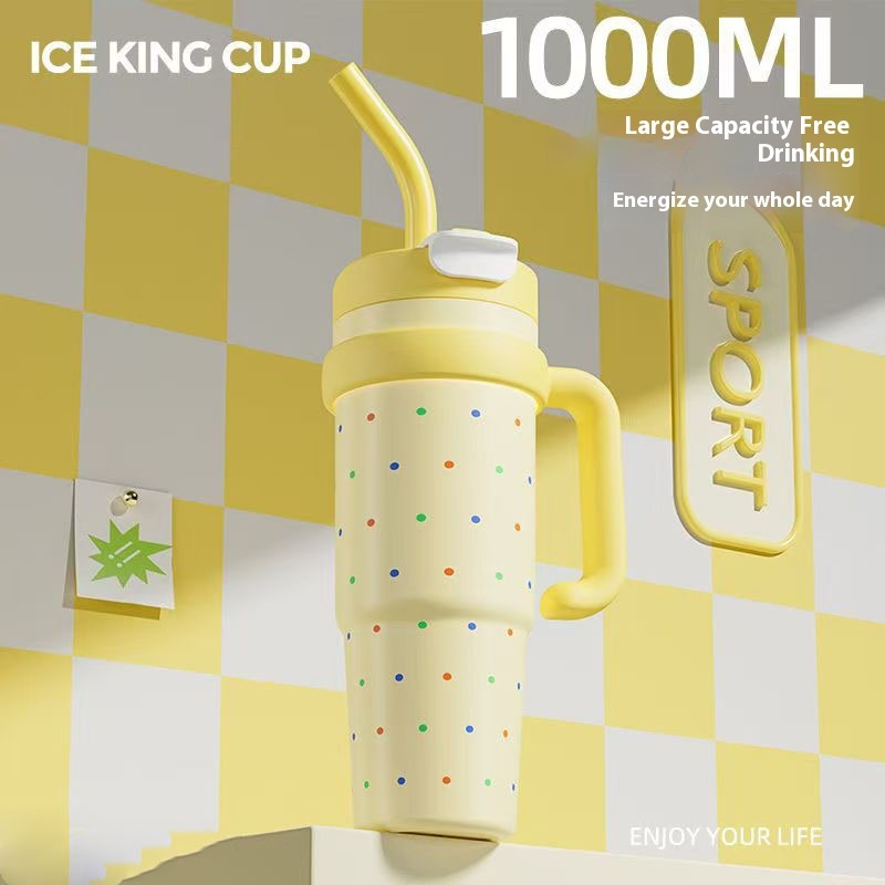 Four Seasons Available Large Capacity Straw Thermos Cup Unisex