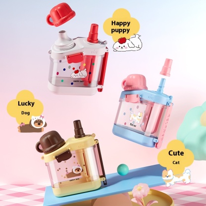 Summer Macaron Colored Large Capacity Double Drinking Straw Cup