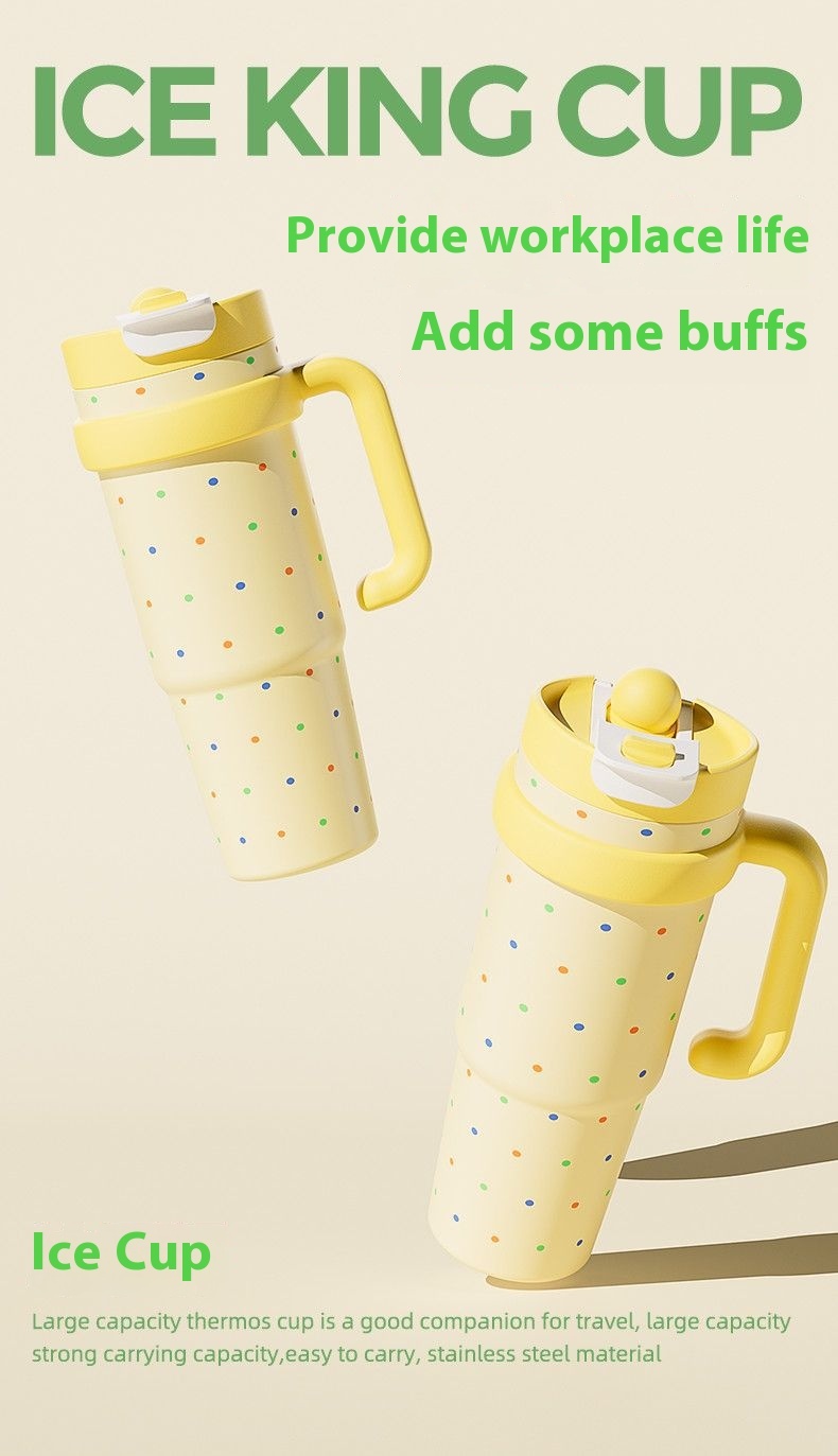 Four Seasons Available Large Capacity Straw Thermos Cup Unisex