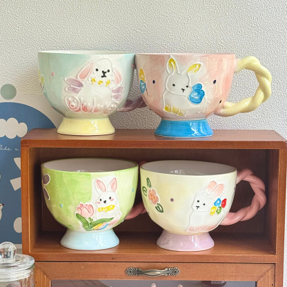 400ML High-quality Hand-painted Rabbit Coffee Cup Water Cup Exquisite Ceramic Mug with Gift Box Set Easter gift