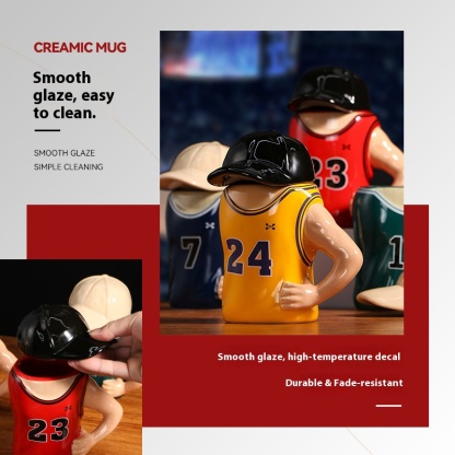 450ML Cartoon Ceramic Cup Basketball Player Baseball Cap Jersey Molding Cup Creative Boy's Gift Coffee Mug Human Coffee Cup