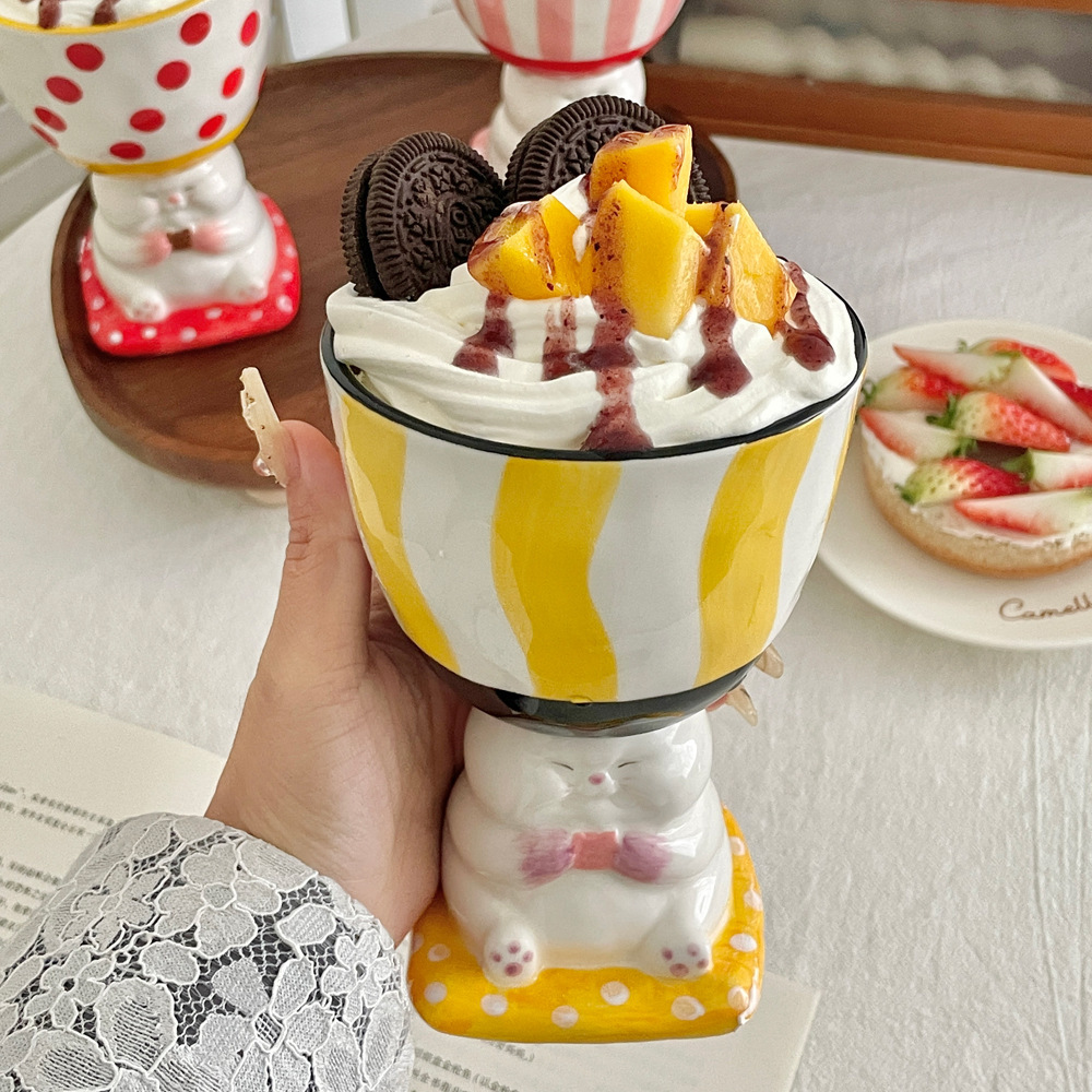 Cartoon Highball Cups Cute Cat Patten Desserts Ceramic Cup Hand-painted Underglaze Colors Mugs Holiday Souvenirs