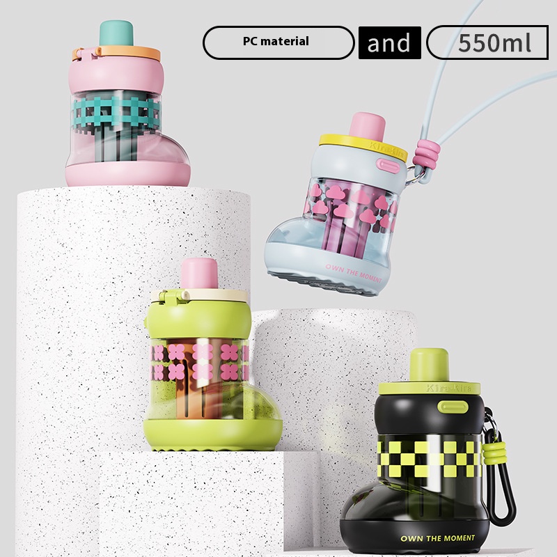 Dopamine Super Large Capacity Girls Plastic Cup Cute Creative Shoe Shape Portable Straw Cup